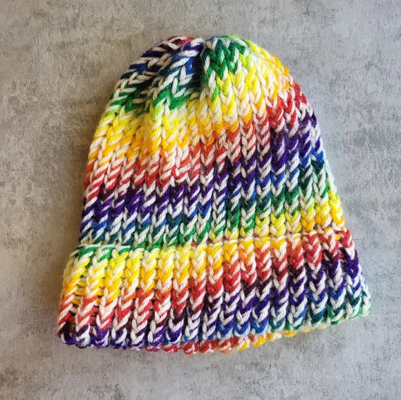 Vintage Rainbow Knit Beanie - Picture 4 of 7